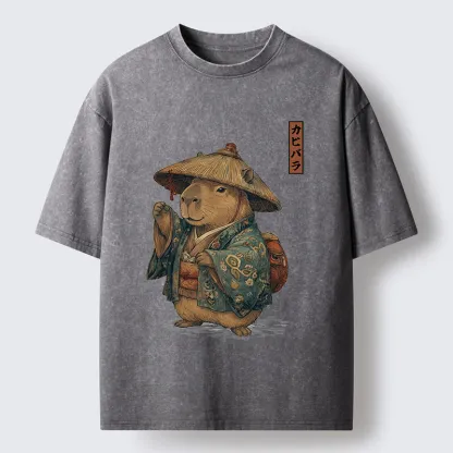 Tokyo-Tiger Traveling Capybara Washed T-Shirt