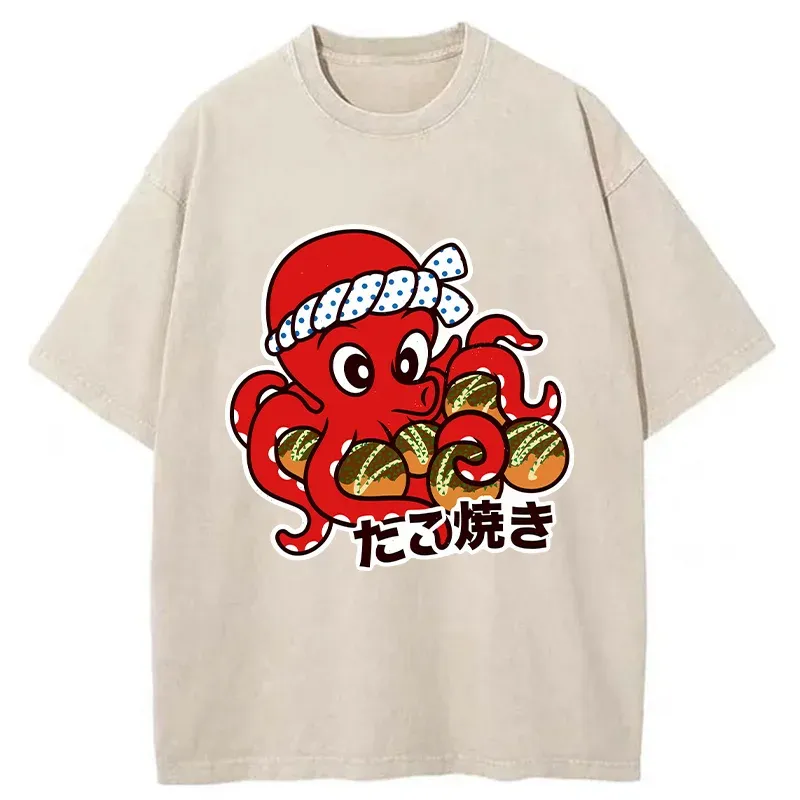 Tokyo-Tiger Homemade Takoyaki Washed T-Shirt
