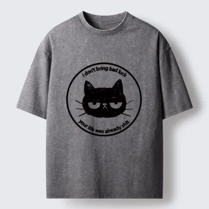 Tokyo-Tiger Black Cat Won't Bring Bad Luck Washed T-Shirt
