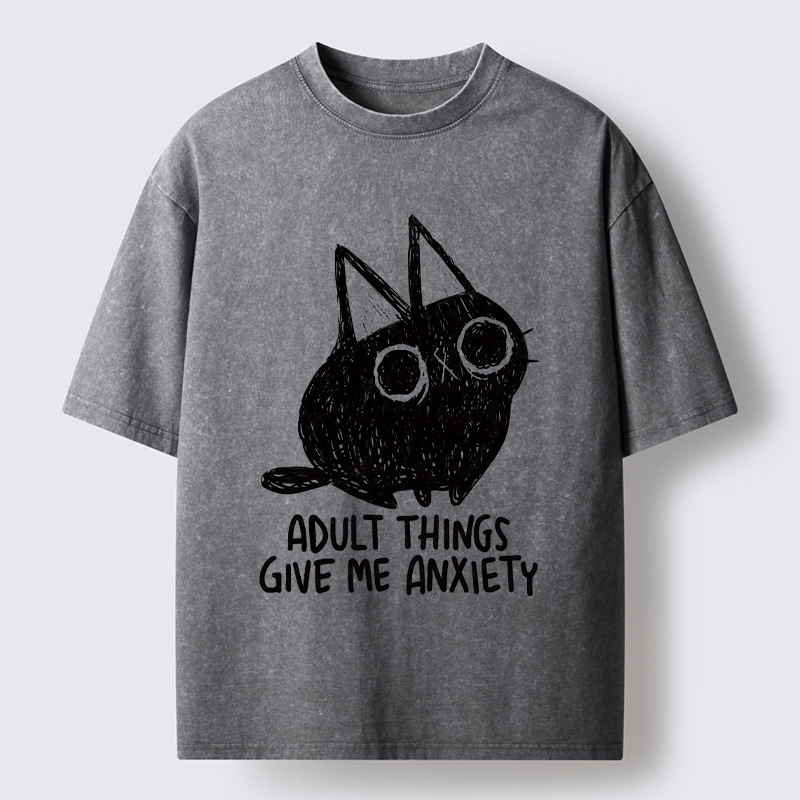 Tokyo-Tiger Adult Anxiety Washed T-Shirt