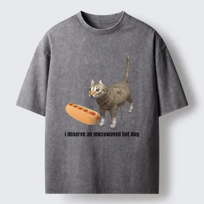 Tokyo-Tiger Microwaved Hot Dog Washed T-Shirt