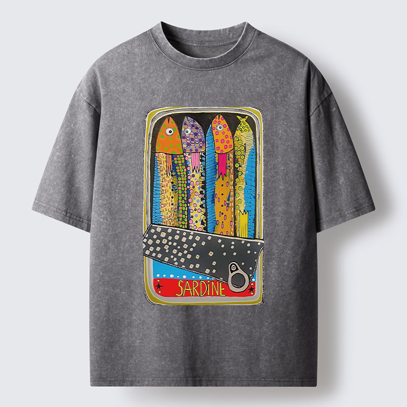 Tokyo-Tiger Colorful Sardines Washed T-Shirt