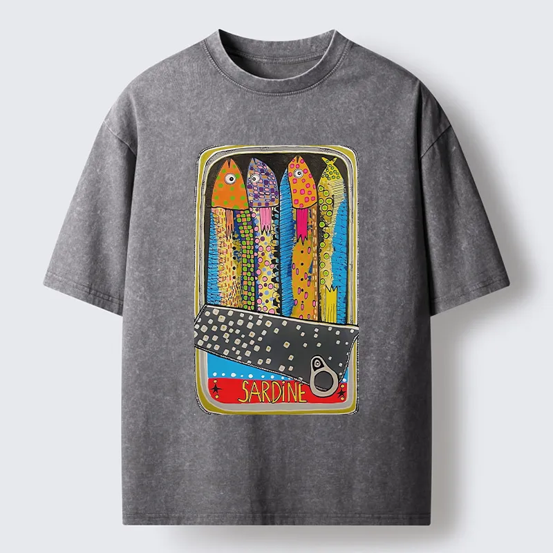 Tokyo-Tiger Colorful Sardines Washed T-Shirt