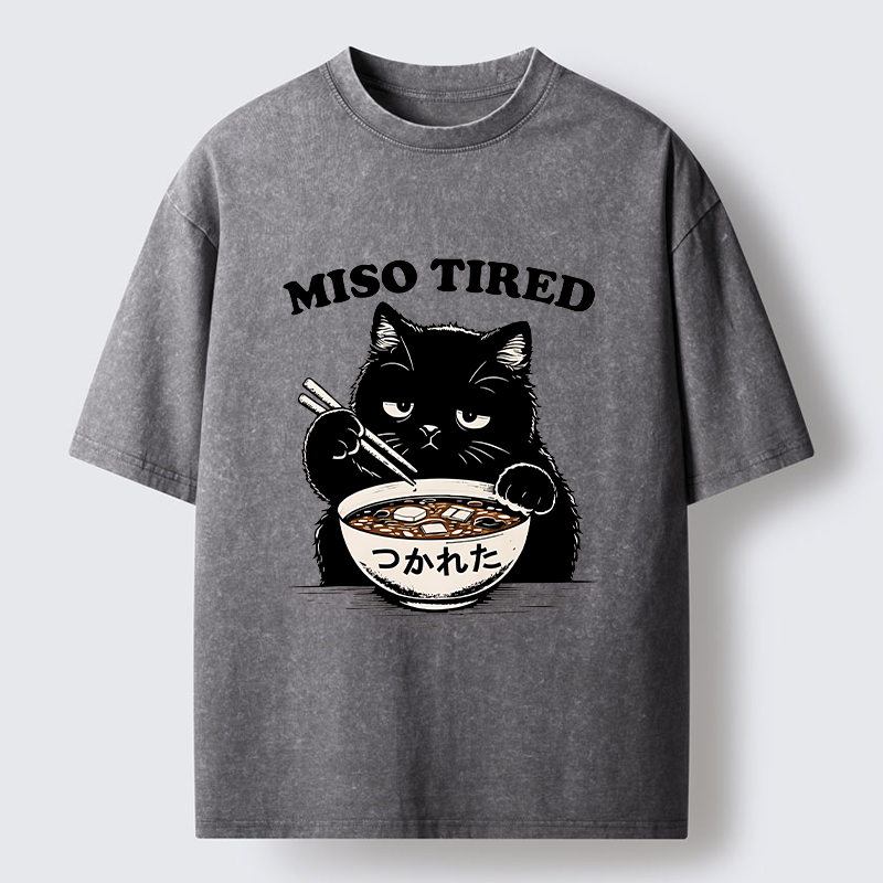 Tokyo-Tiger I Am So Tired Cat Washed T-Shirt