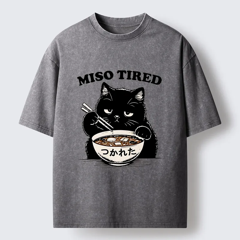 Tokyo-Tiger I Am So Tired Cat Washed T-Shirt