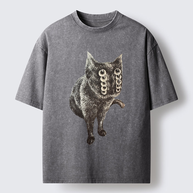 Tokyo-Tiger Fast-moving Cat Washed T-Shirt