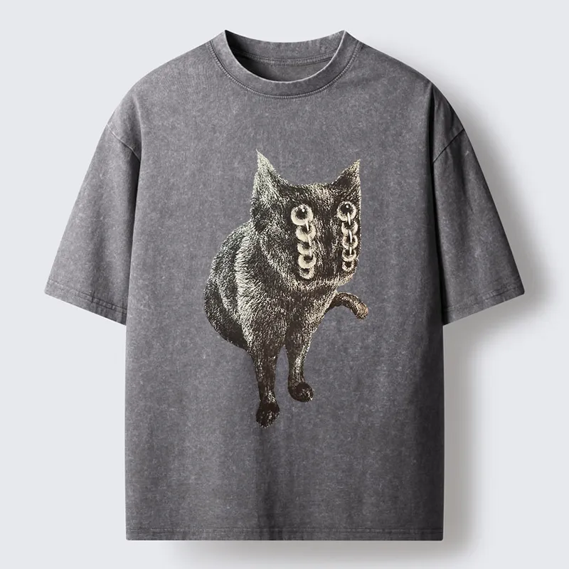 Tokyo-Tiger Fast-moving Cat Washed T-Shirt