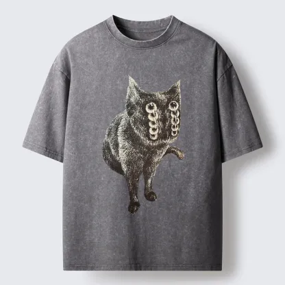 Tokyo-Tiger Fast-moving Cat Washed T-Shirt
