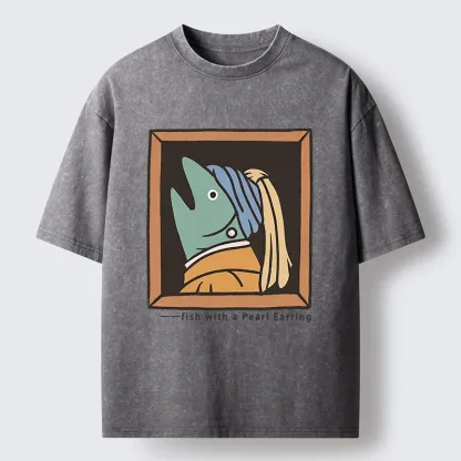 Tokyo-Tiger Fish With A Pearl Earring Washed T-Shirt