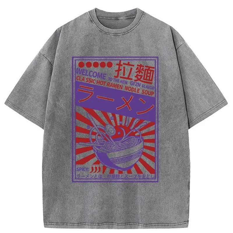 Tokyo-Tiger Vintage Ramen Poster Washed T-Shirt