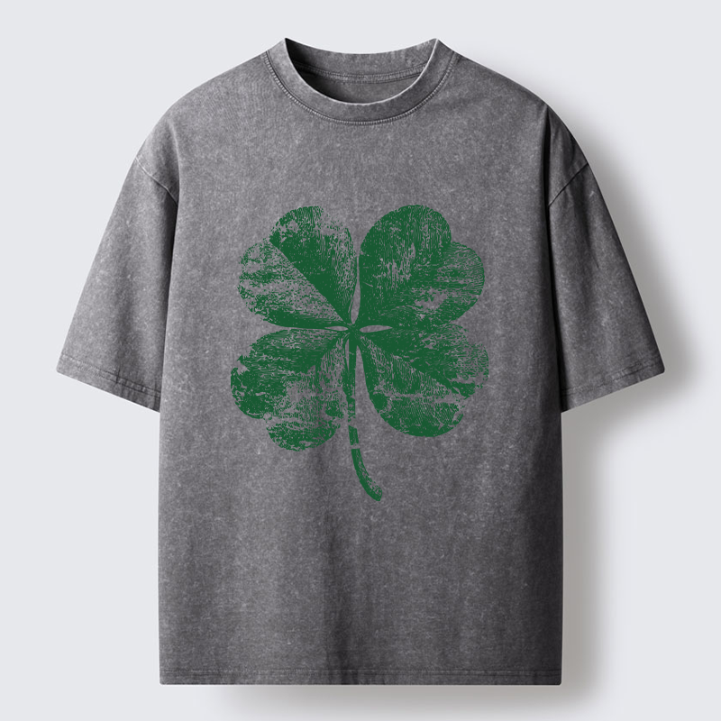 Tokyo-Tiger Lucky Four-leaf Clover Of St. Patrick's Day Washed T-Shirt