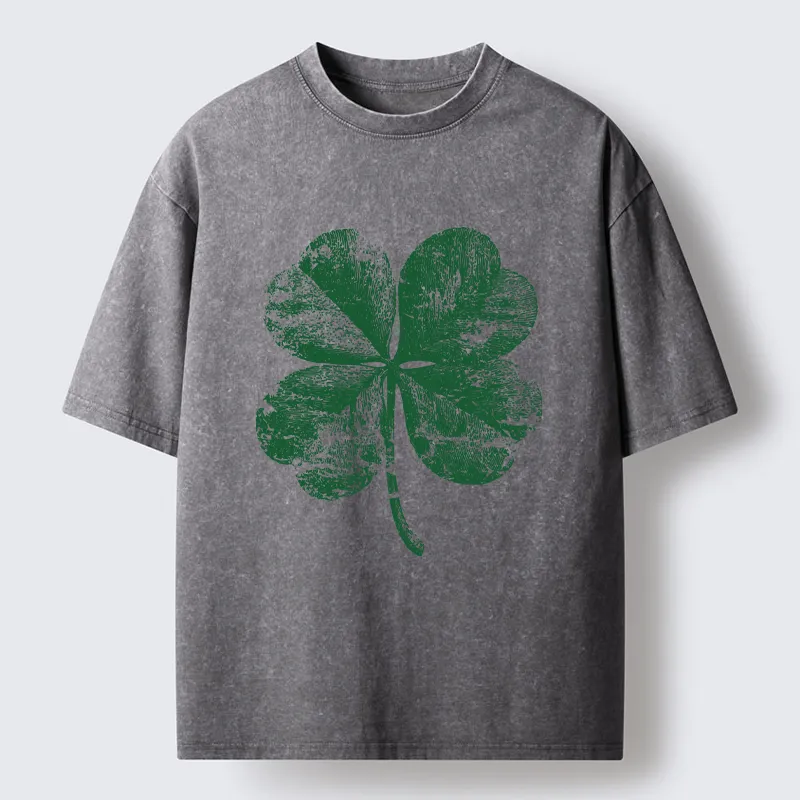 Tokyo-Tiger Lucky Four-leaf Clover Of St. Patrick's Day Washed T-Shirt