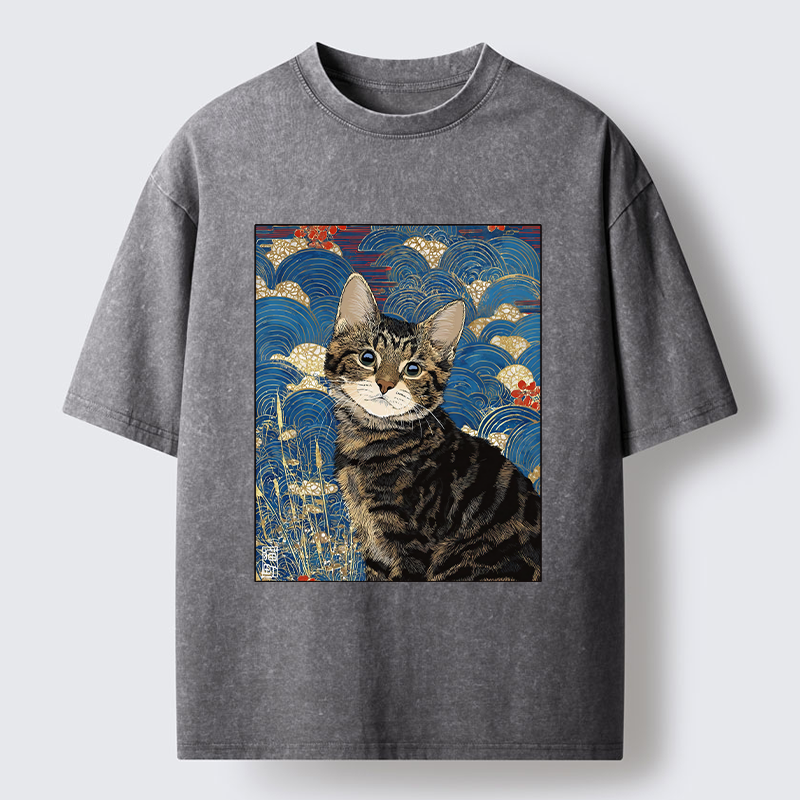 Tokyo-Tiger Elegant Kitten Washed T-Shirt