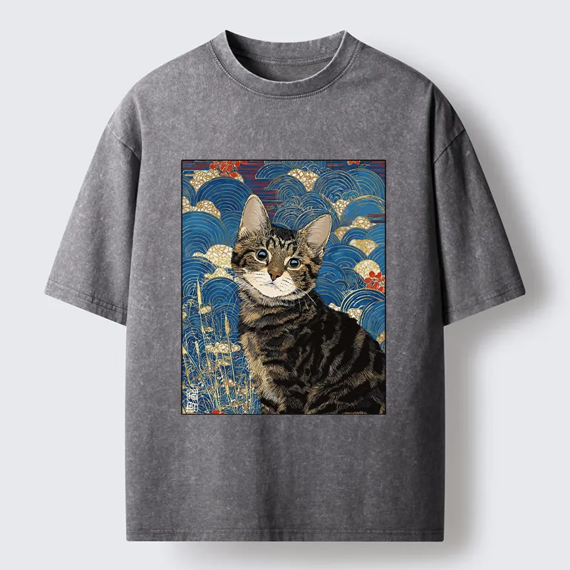 Tokyo-Tiger Elegant Kitten Washed T-Shirt