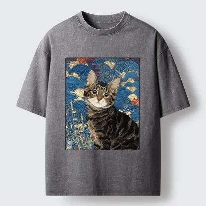 Tokyo-Tiger Elegant Kitten Washed T-Shirt