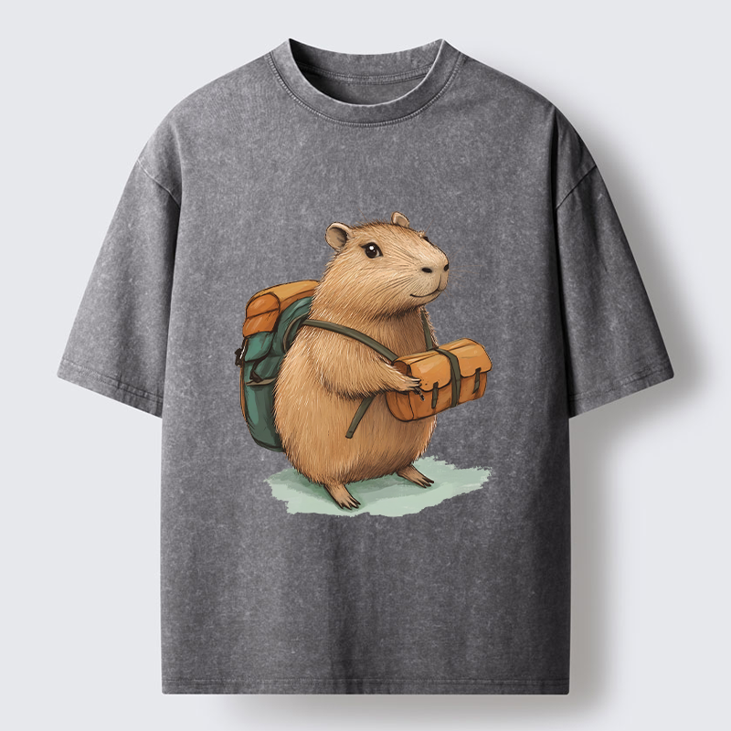 Tokyo-Tiger Traveling Capybara Washed T-Shirt