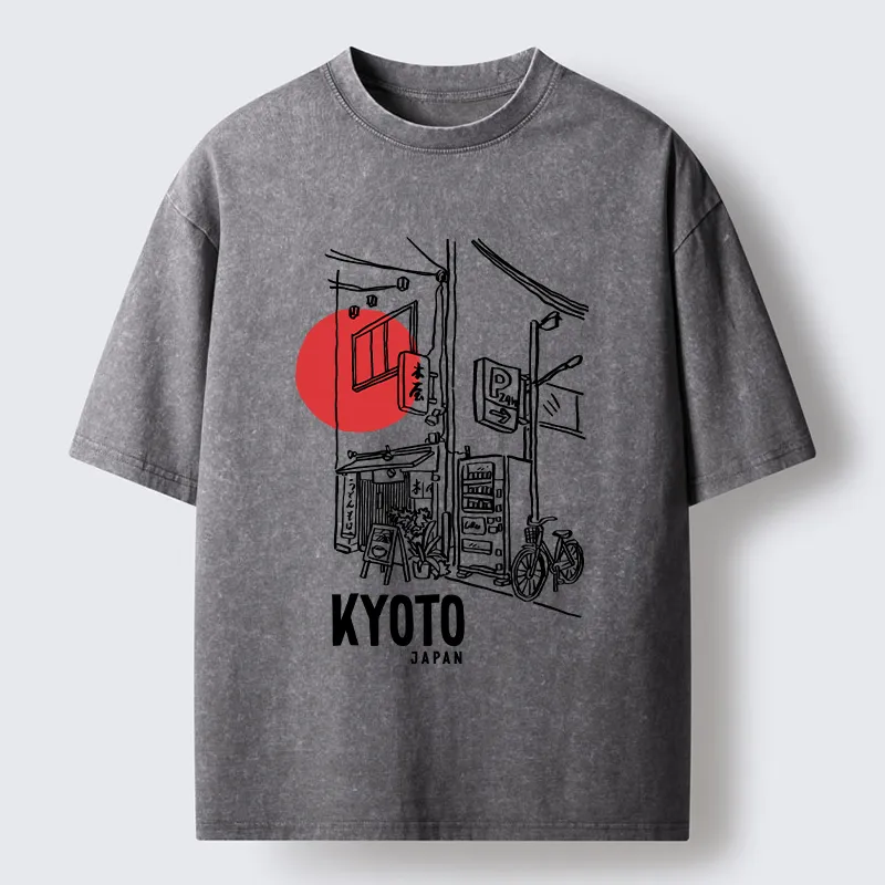 Tokyo-Tiger Kyoto Travel Street Washed T-Shirt