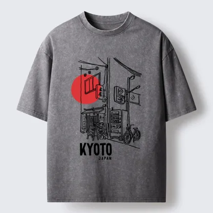 Tokyo-Tiger Kyoto Travel Street Washed T-Shirt