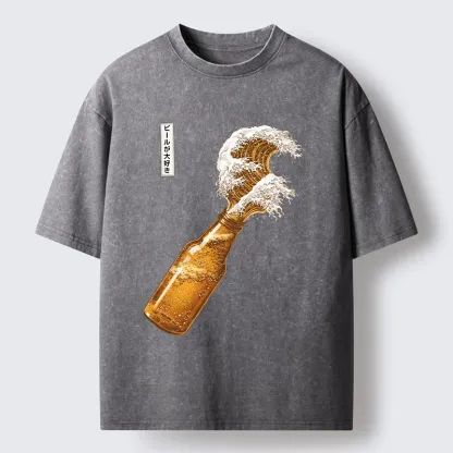 Tokyo-Tiger Beer Wave Washed T-Shirt