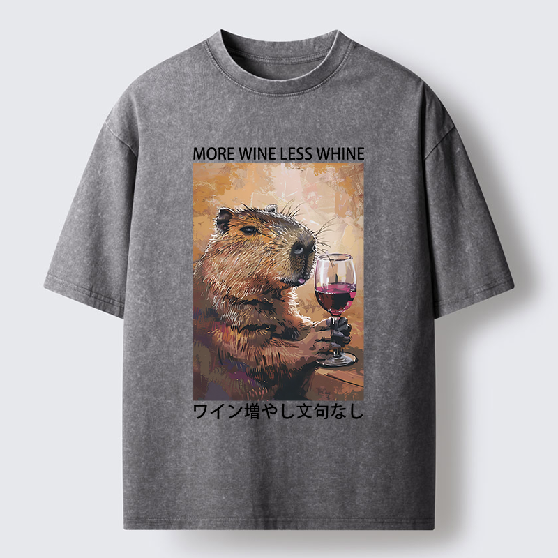 Tokyo-Tiger More Wine Less Whine Washed T-Shirt