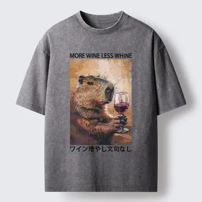 Tokyo-Tiger More Wine Less Whine Washed T-Shirt