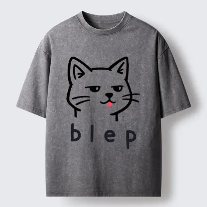 Tokyo-Tiger Naughty Cat Funny Washed T-Shirt