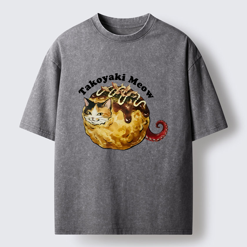 Tokyo-Tiger Takoyaki Meow Washed T-Shirt
