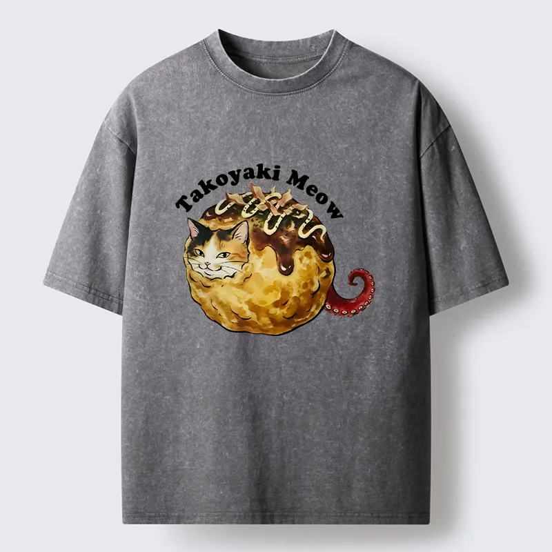 Tokyo-Tiger Takoyaki Meow Washed T-Shirt