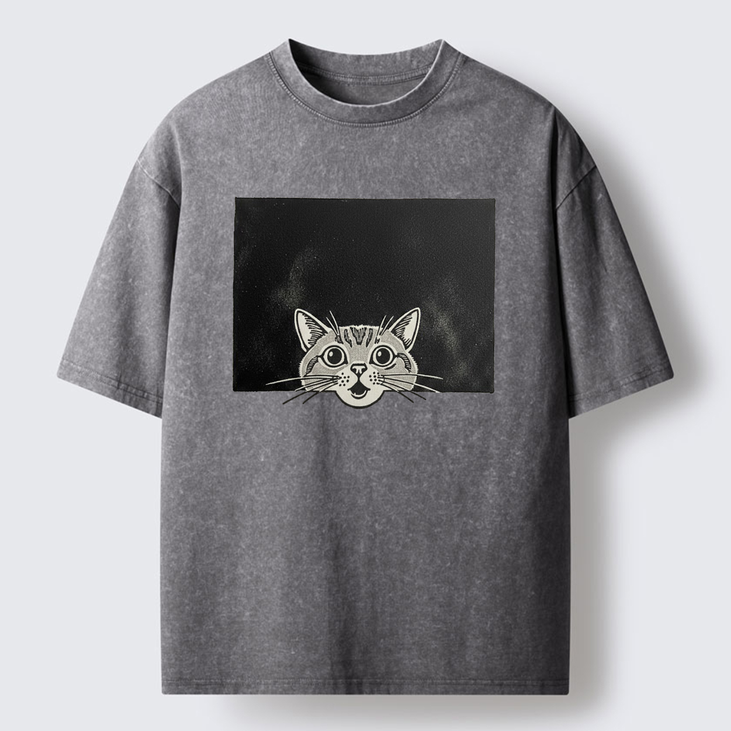 Tokyo-Tiger Surprised Cat Washed T-Shirt