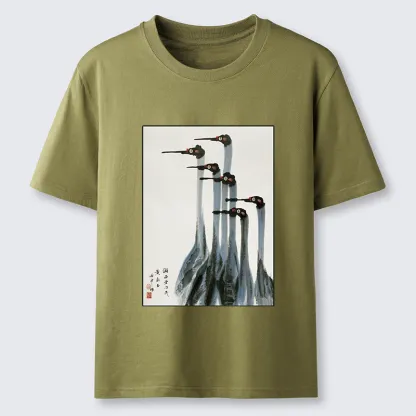 Tokyo-Tiger Retro Crane Painting Classic T-Shirt