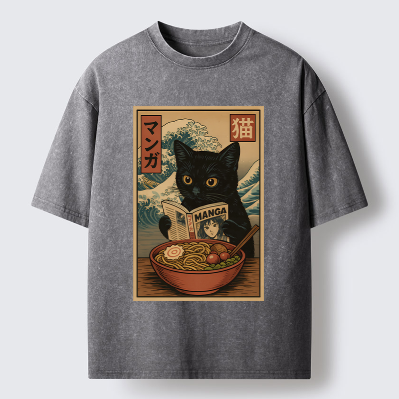 Tokyo-Tiger Cat's Japanese Life Washed T-Shirt