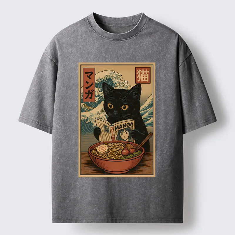 Tokyo-Tiger Cat's Japanese Life Washed T-Shirt