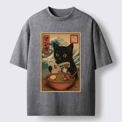 Tokyo-Tiger Cat's Japanese Life Washed T-Shirt