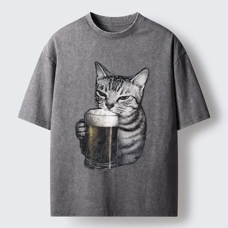 Tokyo-Tiger Cheers With The Cat Washed T-Shirt