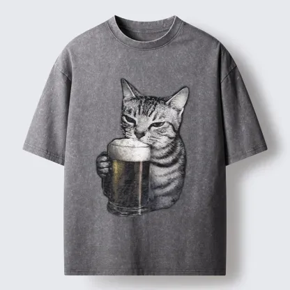 Tokyo-Tiger Cheers With The Cat Washed T-Shirt