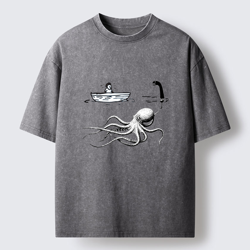 Tokyo-Tiger Octopus Camouflage Washed T-Shirt
