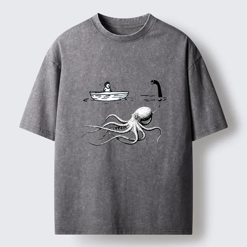 Tokyo-Tiger Octopus Camouflage Washed T-Shirt