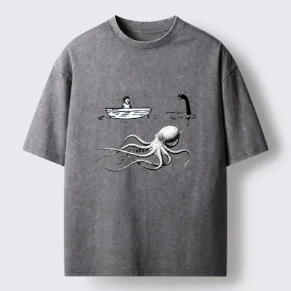 Tokyo-Tiger Octopus Camouflage Washed T-Shirt