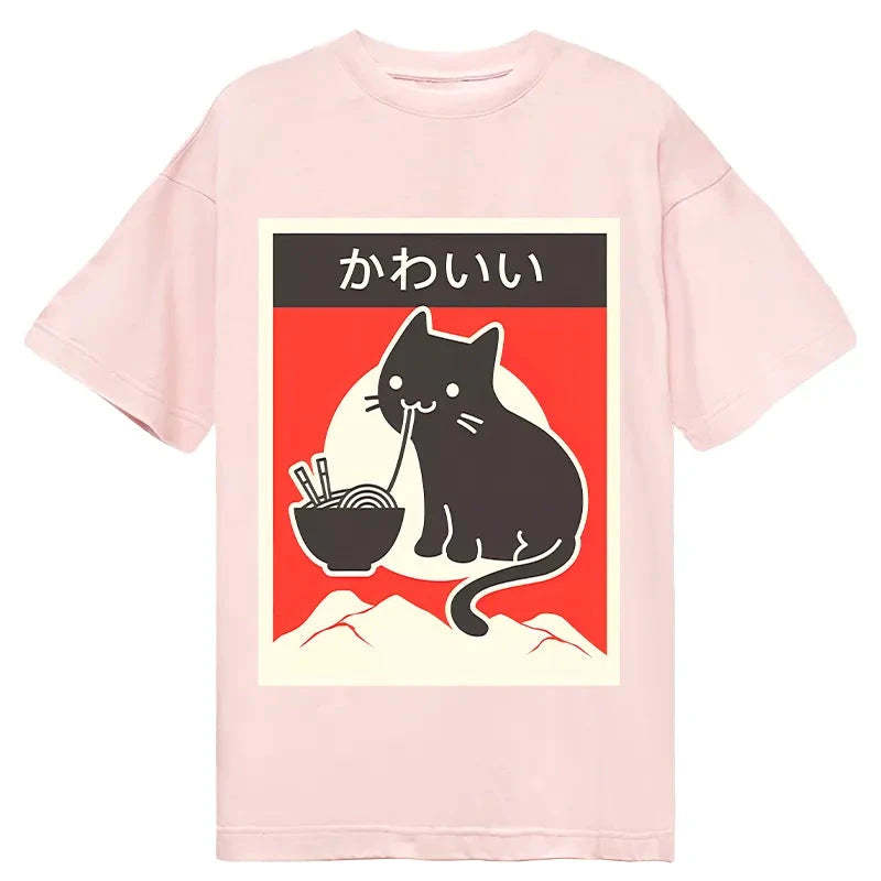 Tokyo-Tiger "Kawaii" Vintage Style Japenese Ramen Cat Classic T-Shirt-tokyo-tiger