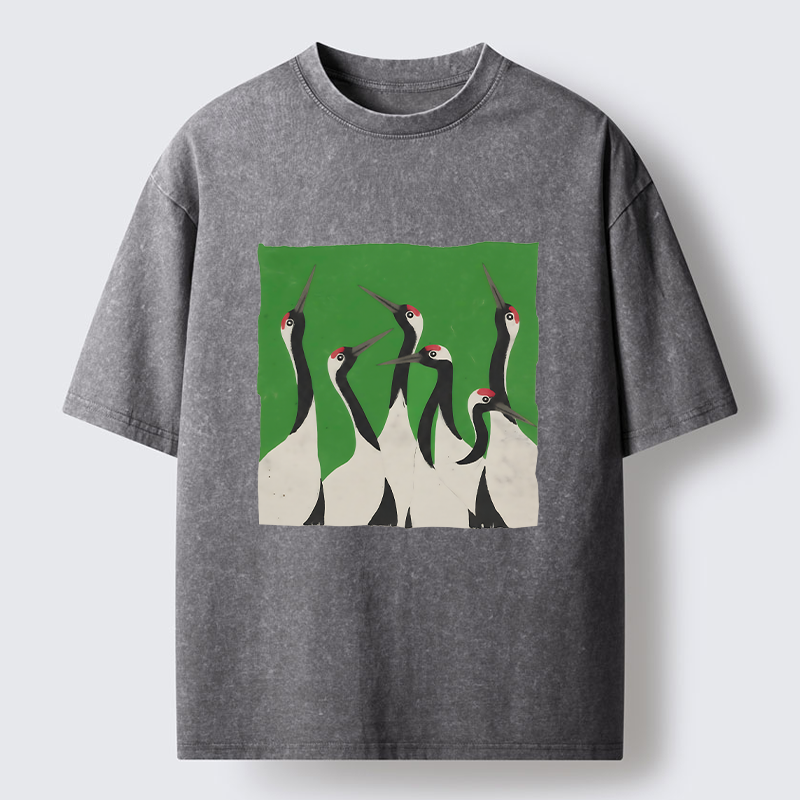 Tokyo-Tiger Crane Flock Washed T-Shirt