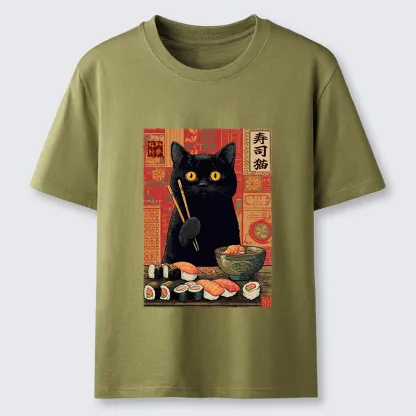 Tokyo-Tiger Neko Eats Sushi Classic T-Shirt