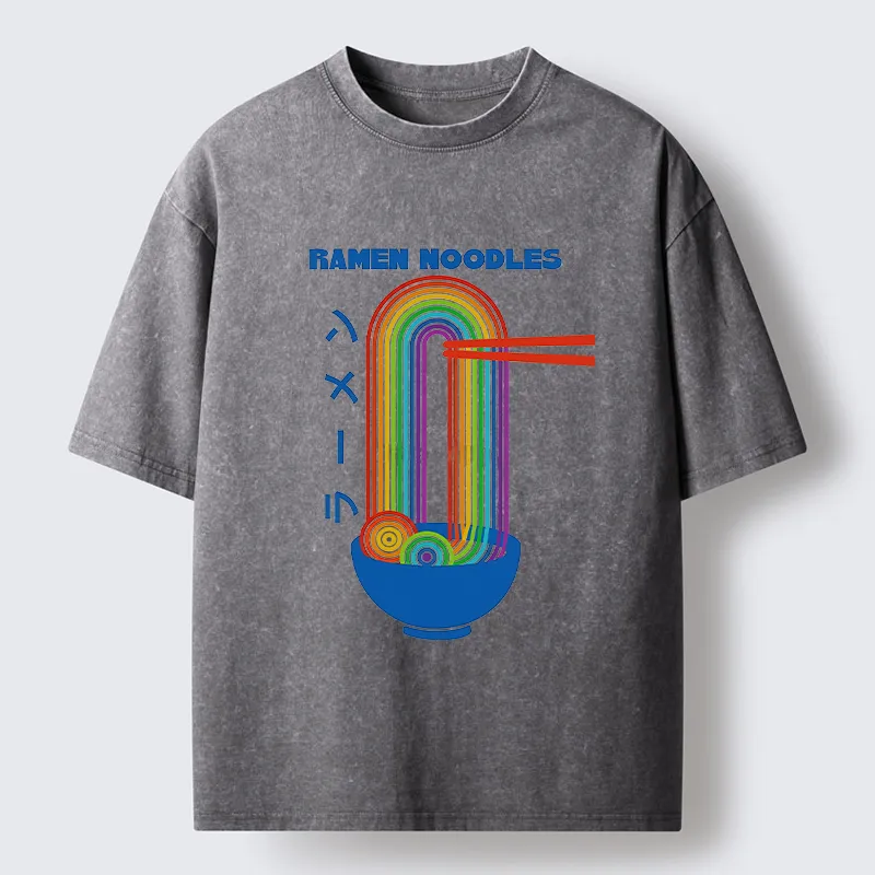 Tokyo-Tiger Ramen Rainbow Washed T-Shirt