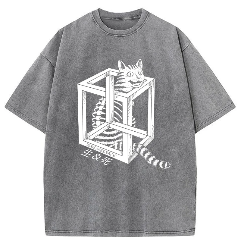 Tokyo-Tiger Schrodinger's Miserable Cat Washed T-Shirt