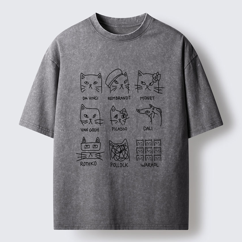 Tokyo-Tiger Artistic Cats Washed T-Shirt