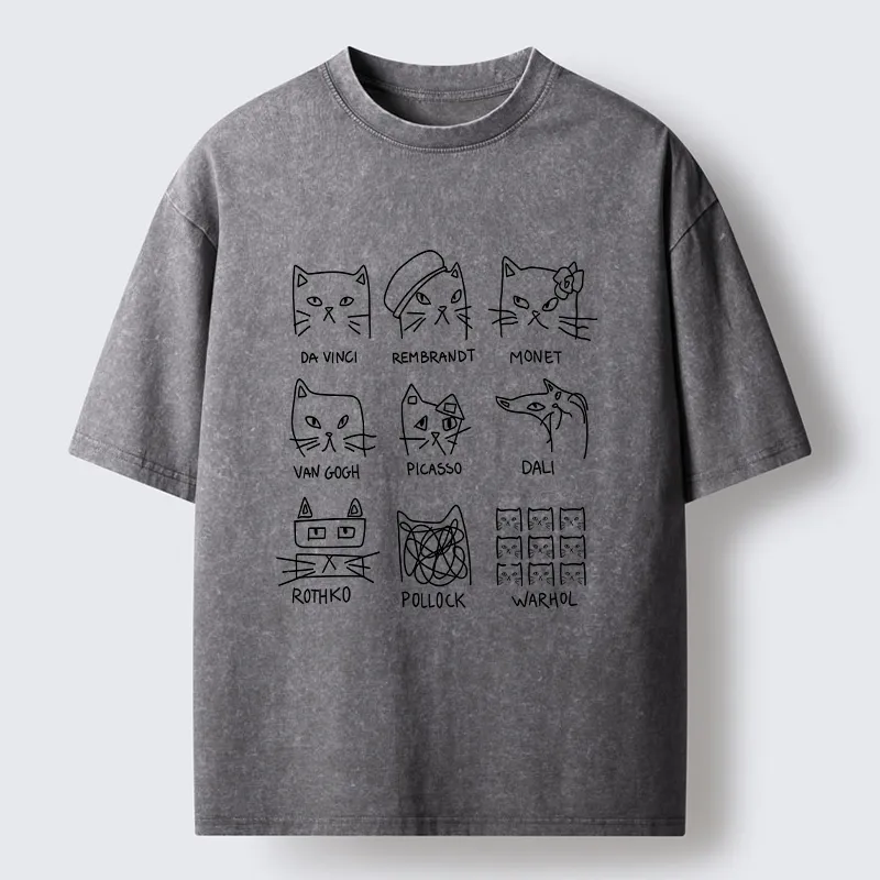 Tokyo-Tiger Artistic Cats Washed T-Shirt