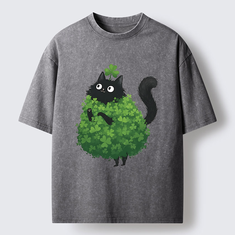 Tokyo-Tiger St. Patrick's Day Decorated Cat Washed T-Shirt