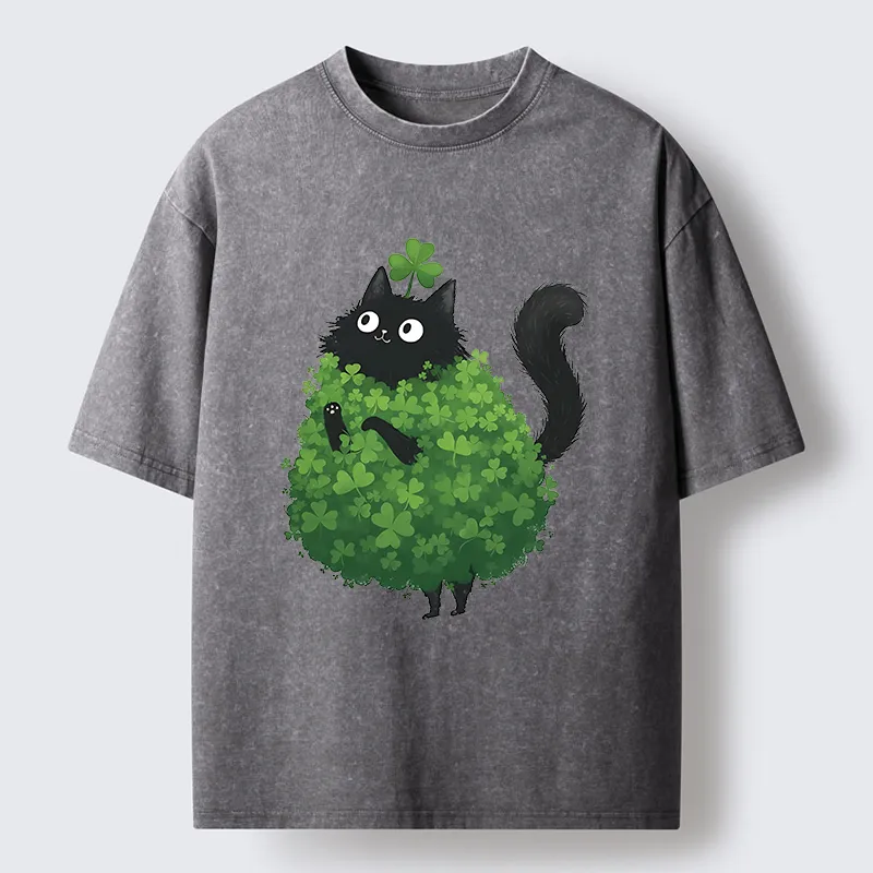 Tokyo-Tiger St. Patrick's Day Decorated Cat Washed T-Shirt