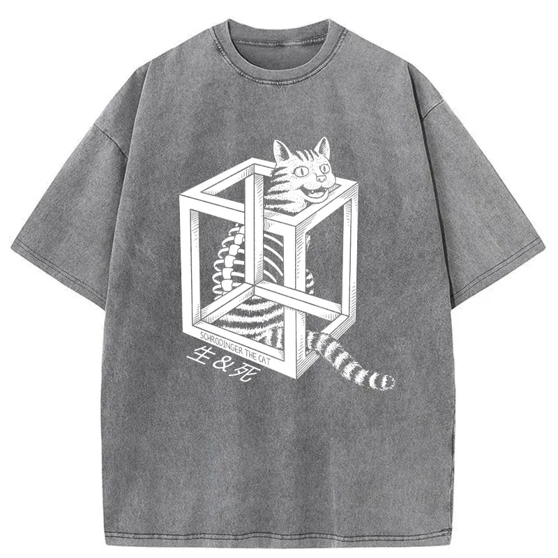 Tokyo-Tiger Schrodinger's Miserable Cat Washed T-Shirt