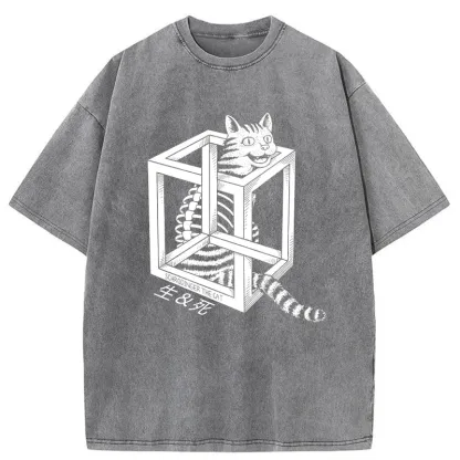Tokyo-Tiger Schrodinger's Miserable Cat Washed T-Shirt