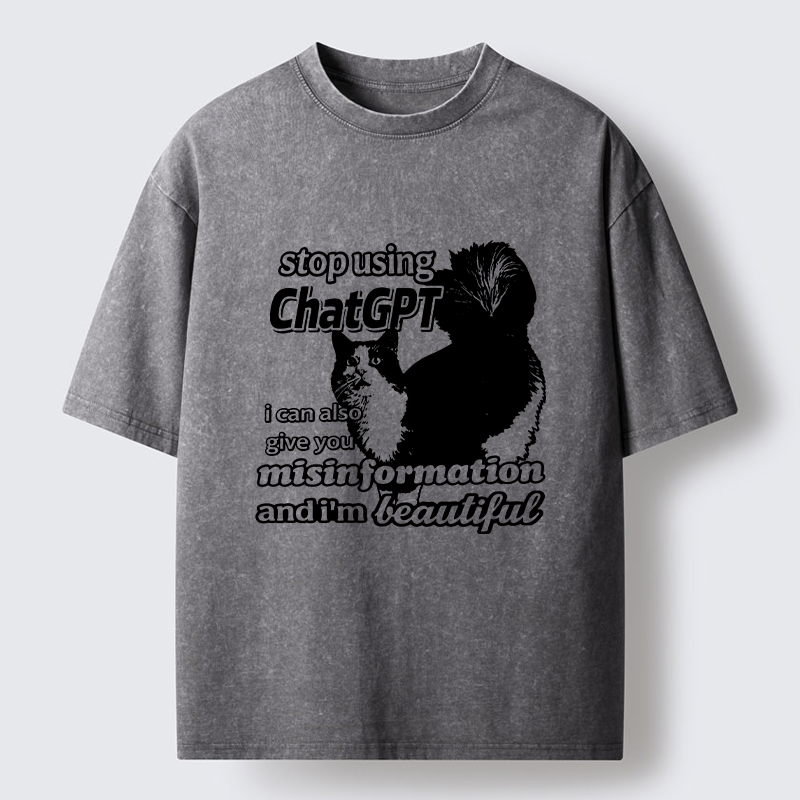 Tokyo-Tiger Stop Using Chatgpt Washed T-Shirt